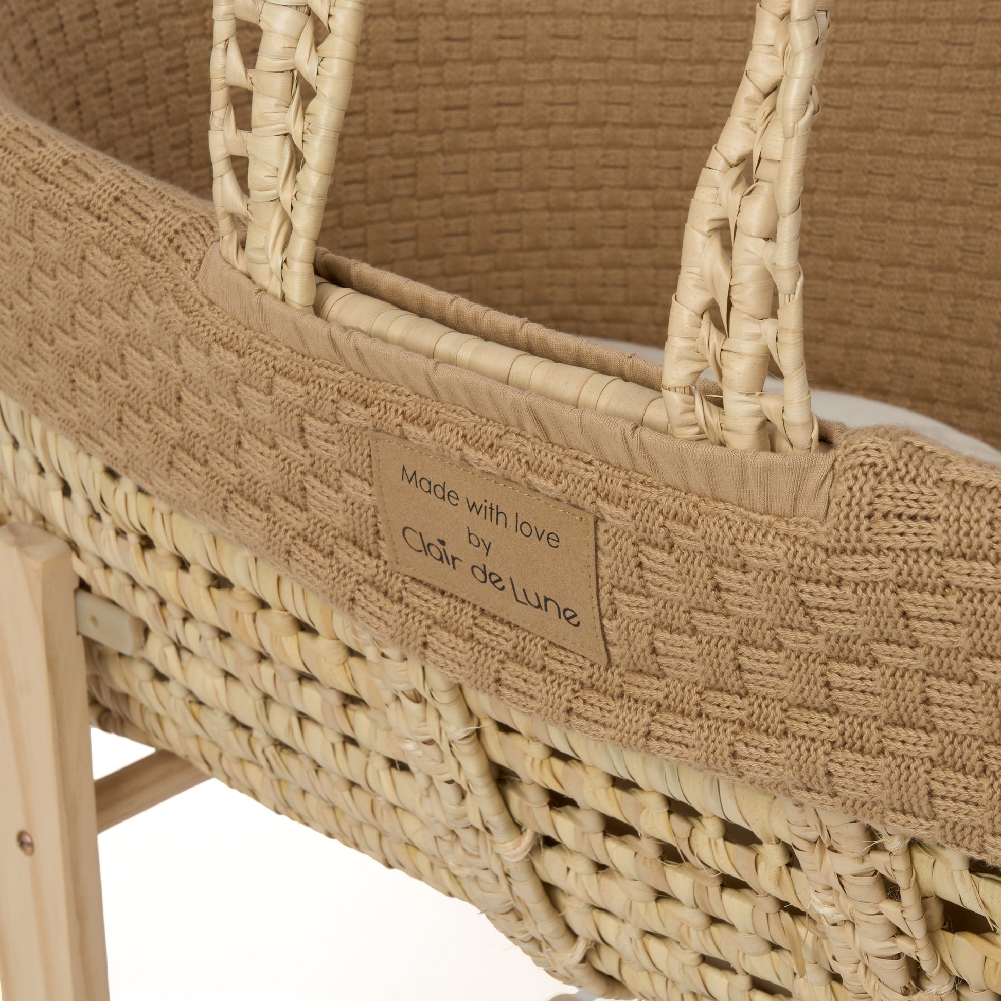 Clair de Lune Biscuit Organic Knitted Palm Moses Basket CL6336BT