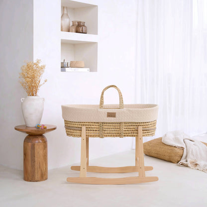 Clair de Lune Cream Organic Knitted Palm Moses Basket CL6636CM