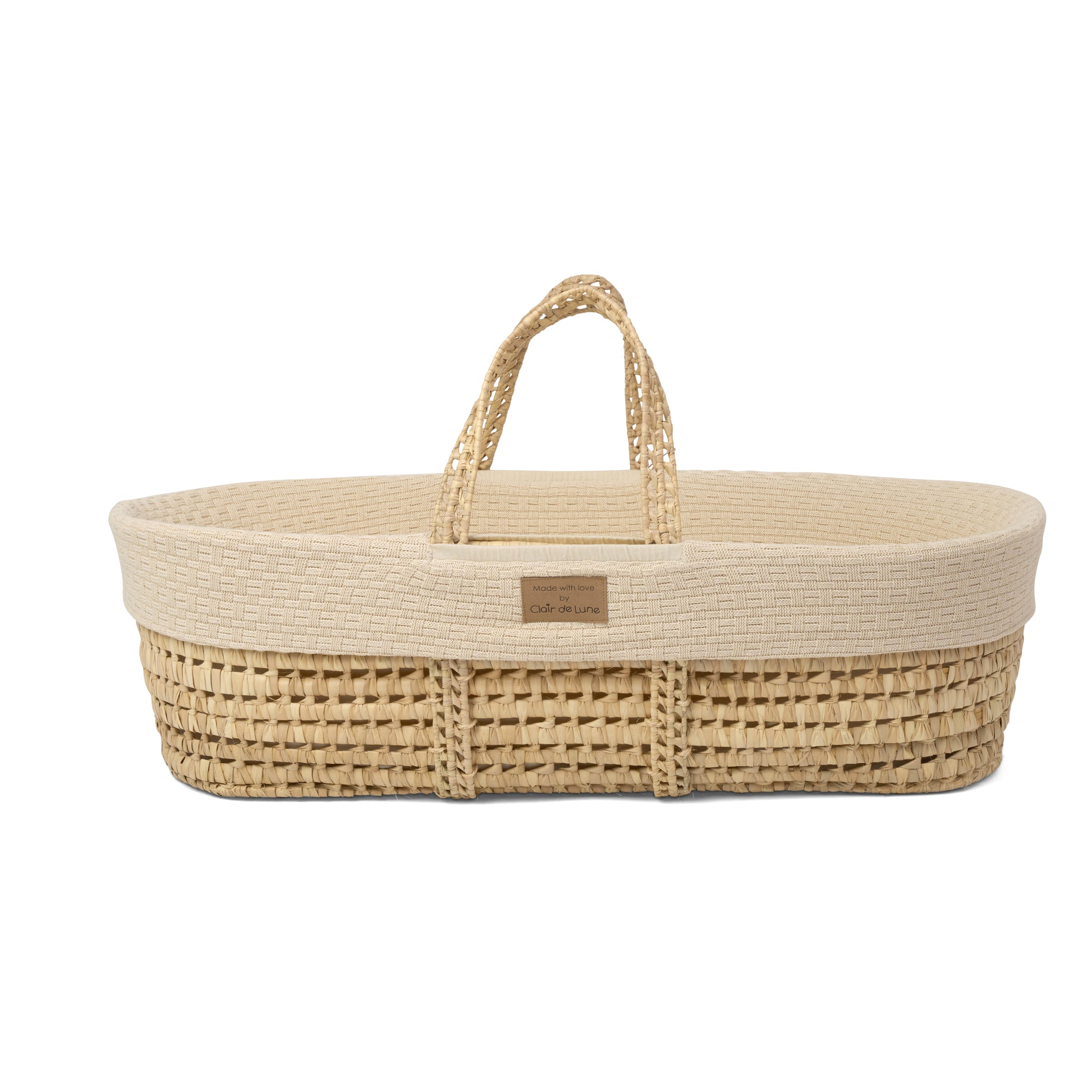 Clair de Lune Cream Organic Knitted Palm Moses Basket CL6636CM