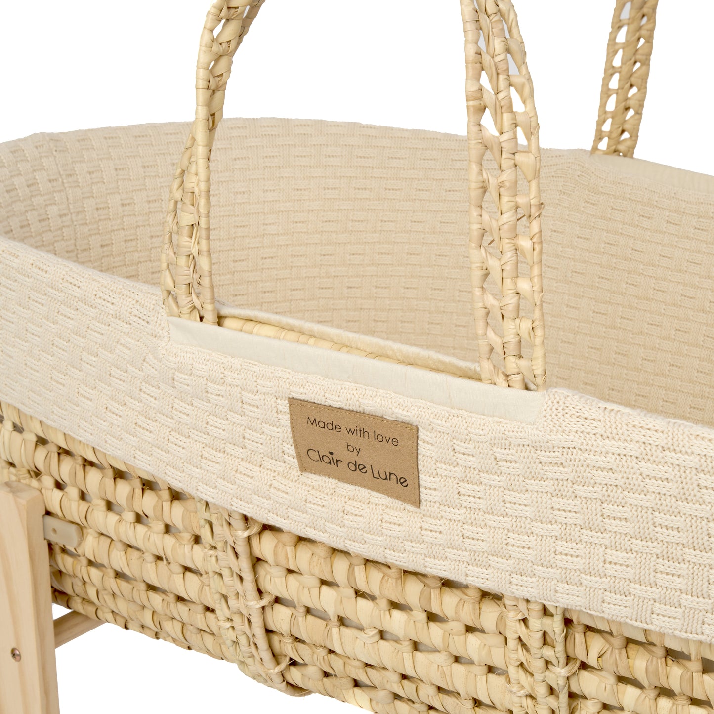 Clair de Lune Cream Organic Knitted Palm Moses Basket CL6636CM