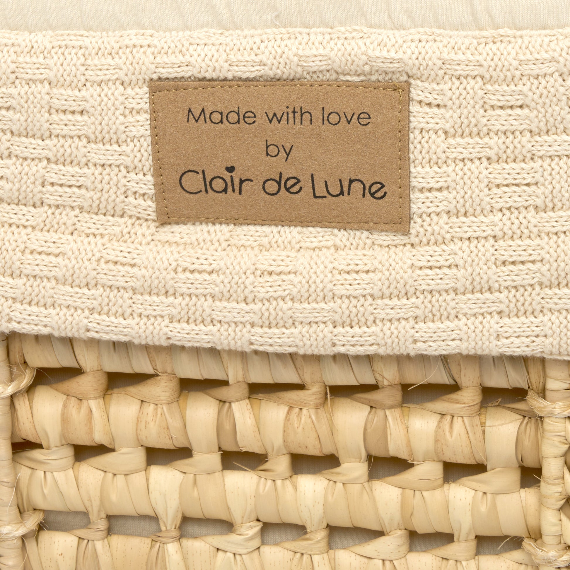 Clair de Lune Cream Organic Knitted Palm Moses Basket CL6636CM