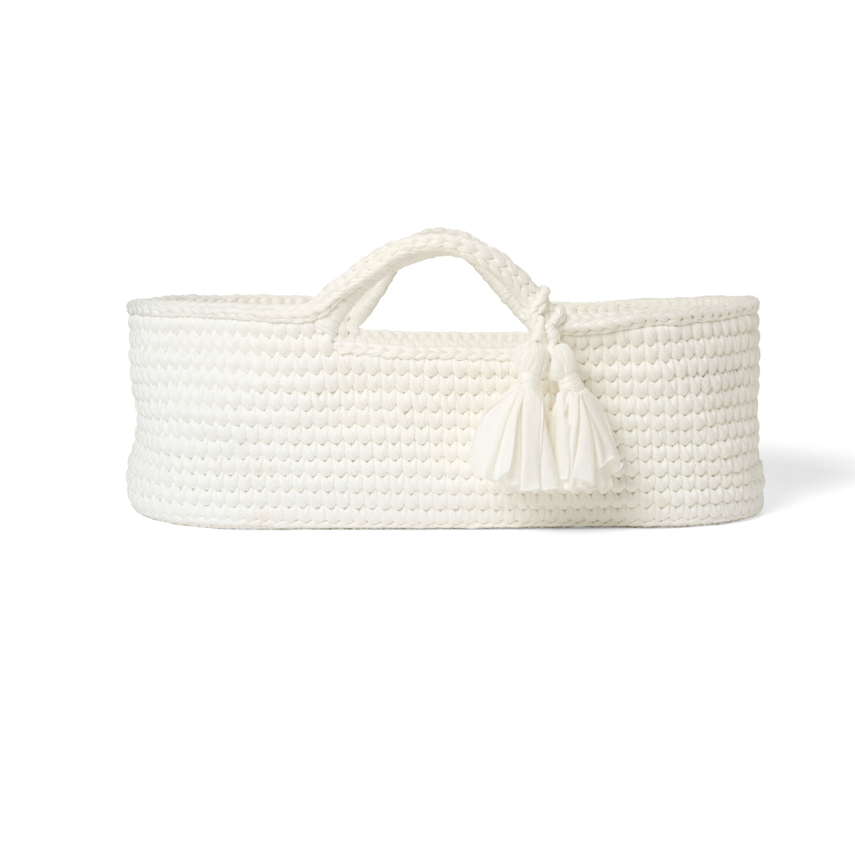 Clair de Lune Crochet Moses Basket with Natural Rocking Stand CL6654WE