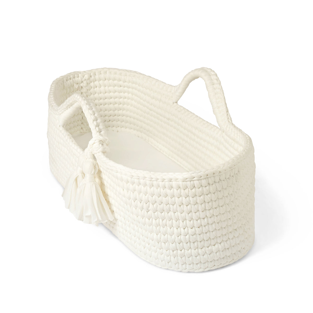 Clair de Lune Crochet Moses Basket with Natural Rocking Stand CL6654WE