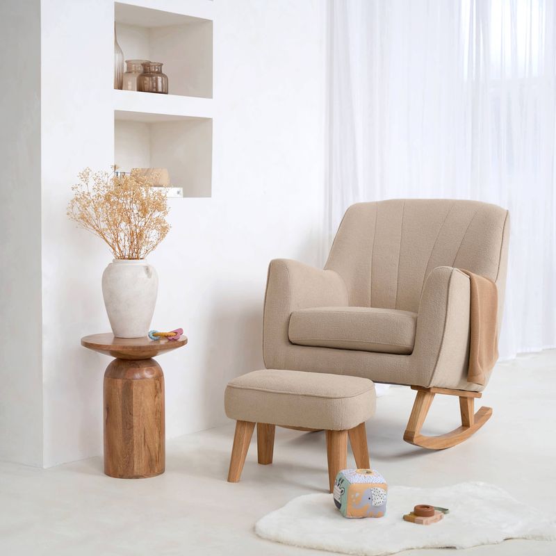 Clair de Lune Natural Boucle Rocking Chair & Footstool CL6639
