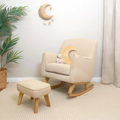 Clair de Lune Natural Boucle Rocking Chair & Footstool CL6639