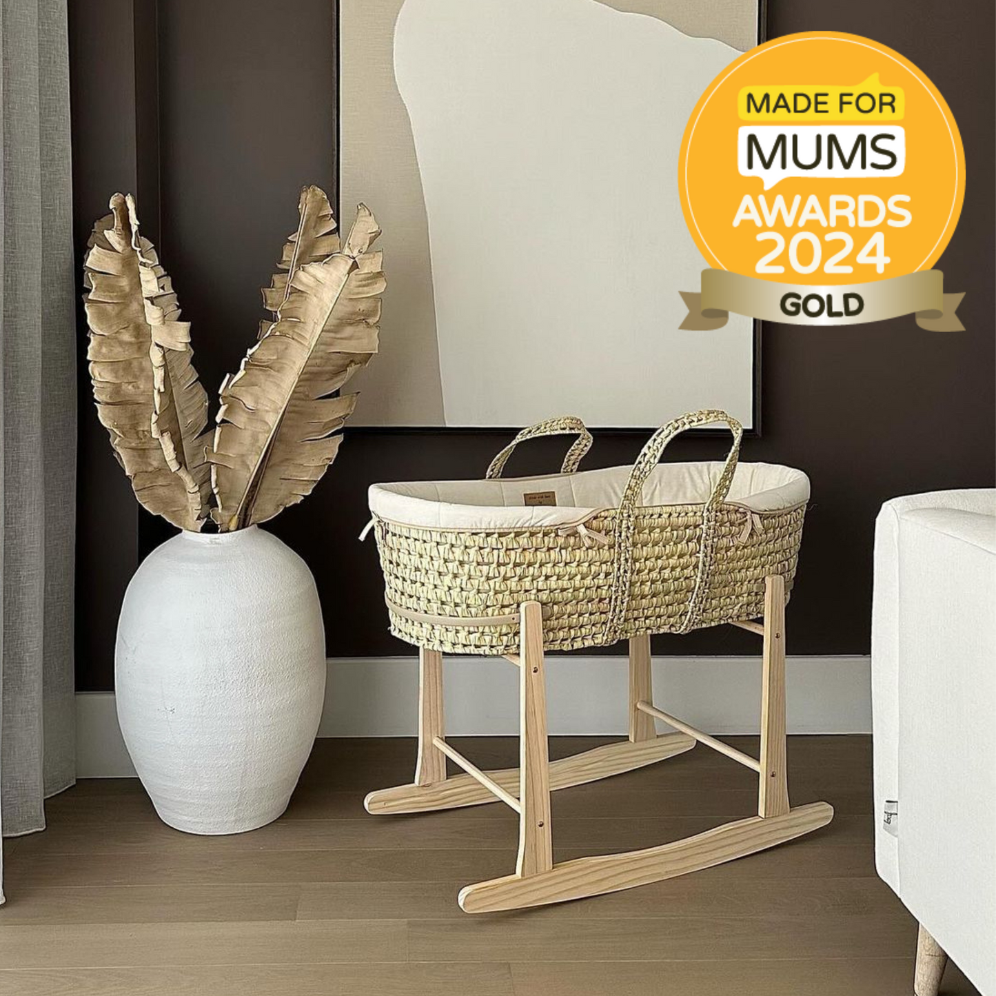 Clair de Lune Organic Cream Palm Moses Basket CL6475CM