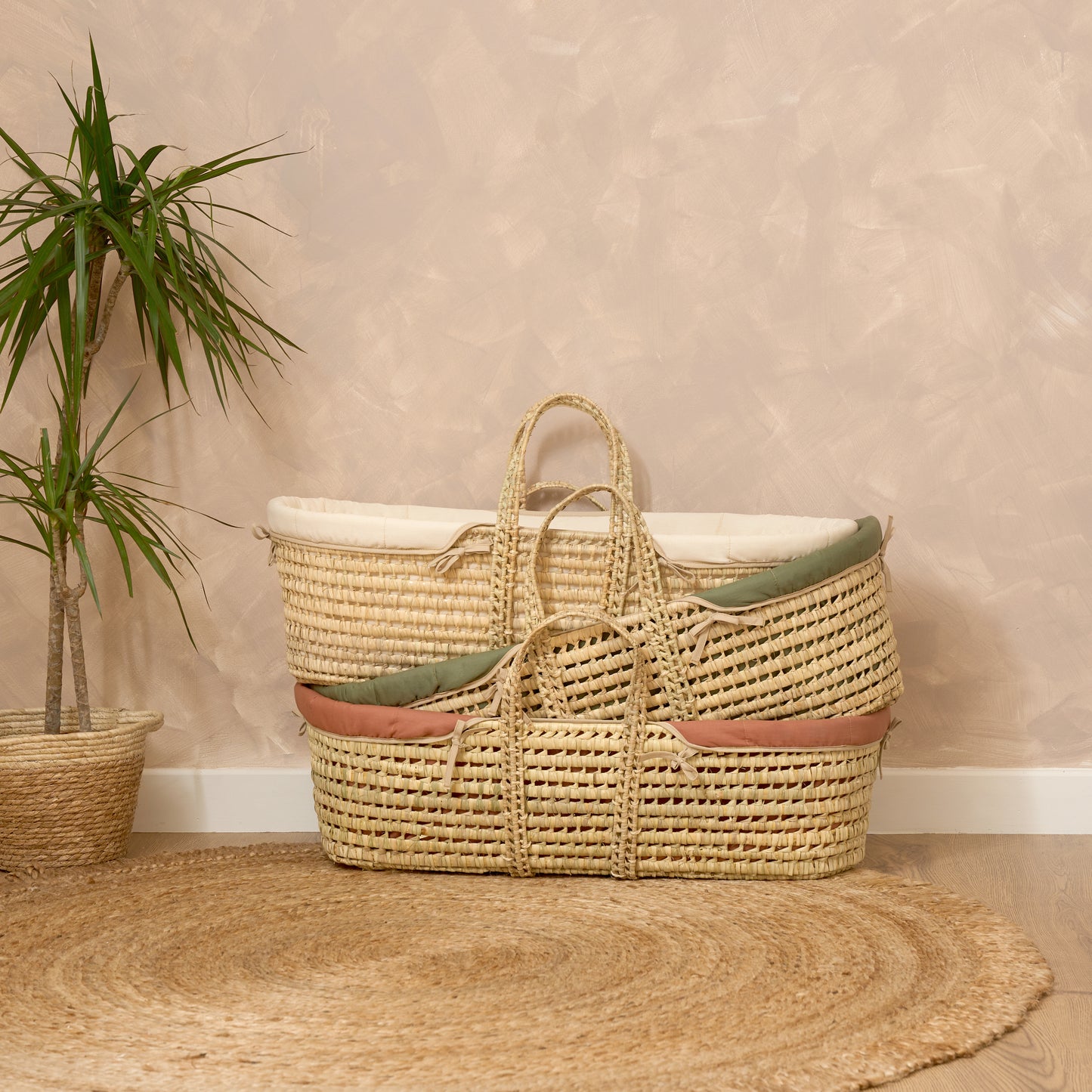 Clair de Lune Organic Cream Palm Moses Basket CL6475CM