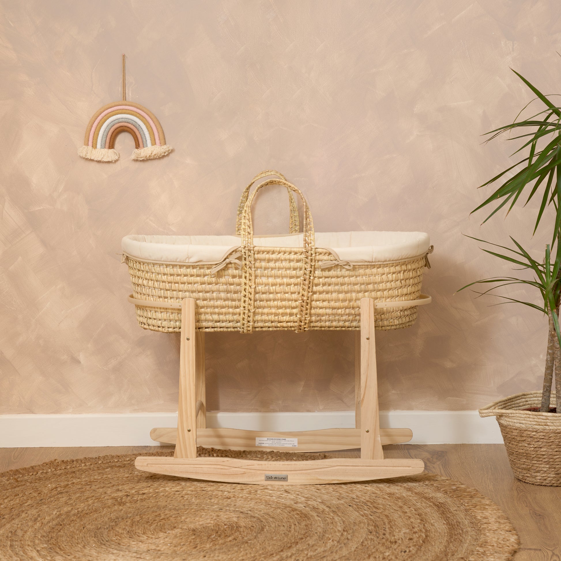 Clair de Lune Organic Cream Palm Moses Basket CL6475CM