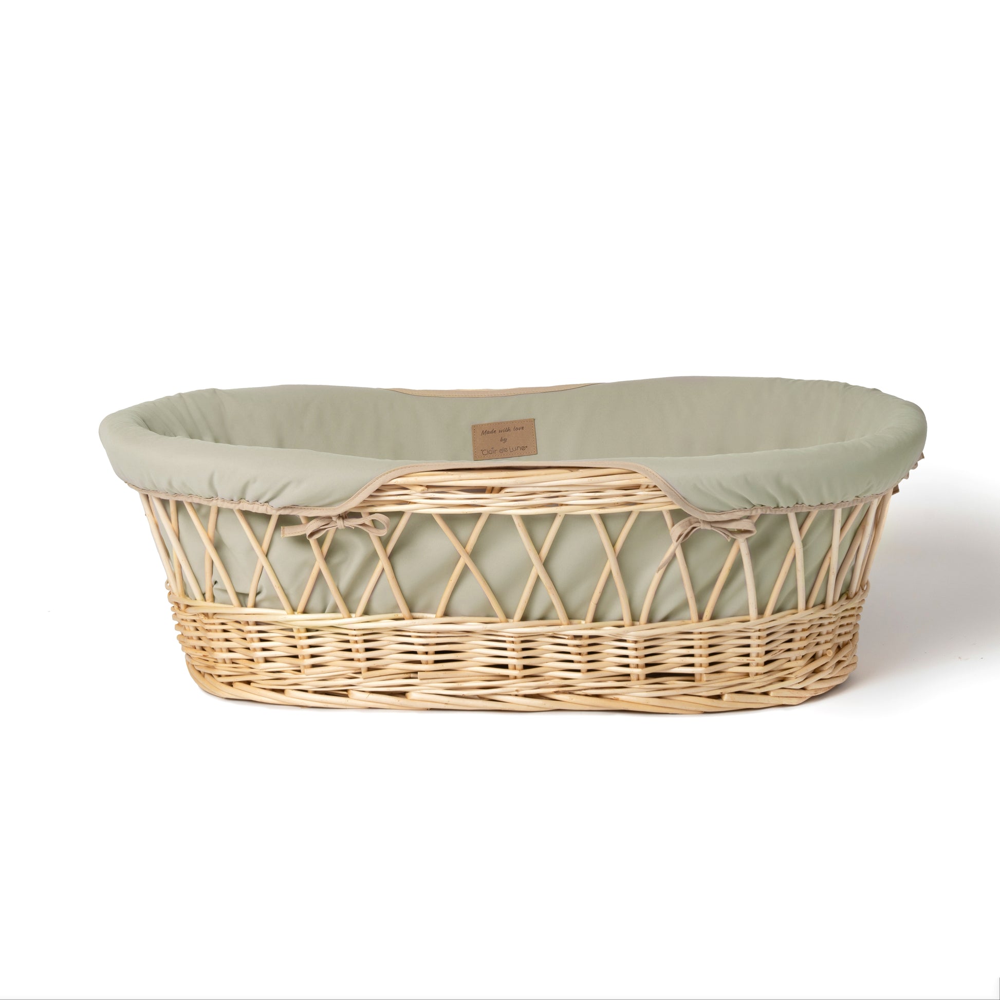 Clair de Lune Sage Organic Wicker Moses Basket CL6625EM