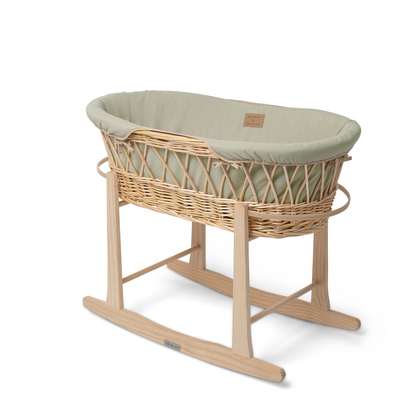 Clair de Lune Sage Organic Wicker Moses Basket CL6625EM