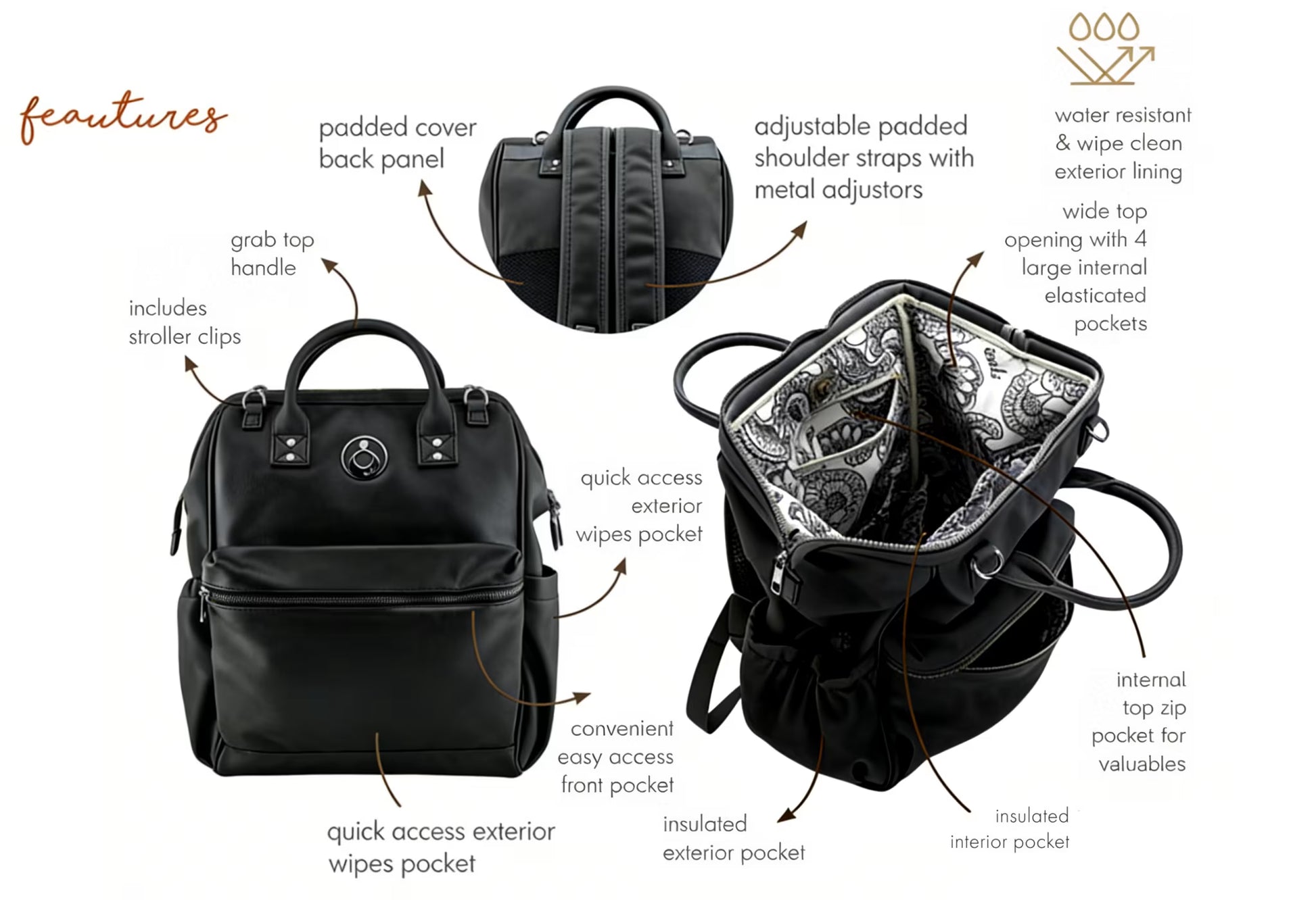 ISOKI BYRON BACKPACK BLACK PU/ONYX 119881