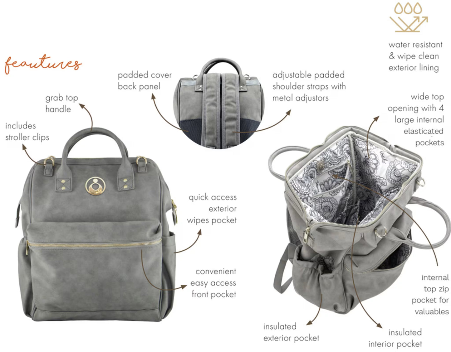 ISOKI BYRON BACKPACK STONE 117961