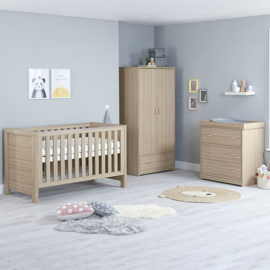 Babymore Luno 3 Piece Nursery Room Set - Oak 26LORS3