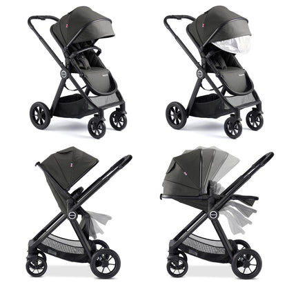 Babymore Memore V2 Pram Pushchair 11 Piece - Black 2680554-10