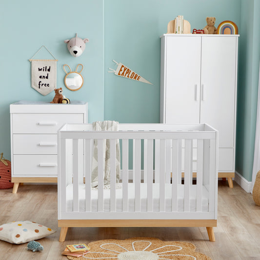 Babymore Mona Mini 3 Piece Nursery Room Set - White 26MMWWRS3