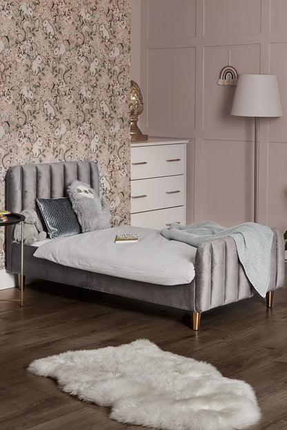 Obaby Gatsby Velvet Single Bed - Grey 16OB3207