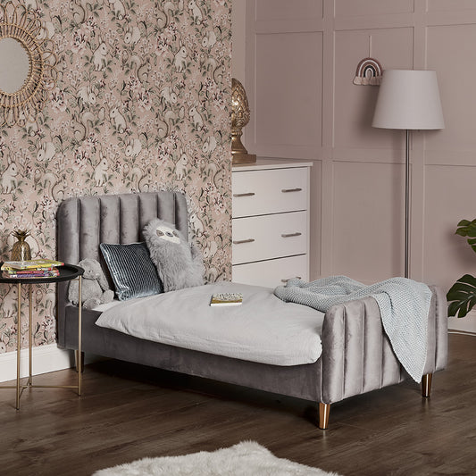 Obaby Gatsby Velvet Single Bed - Grey 16OB3207