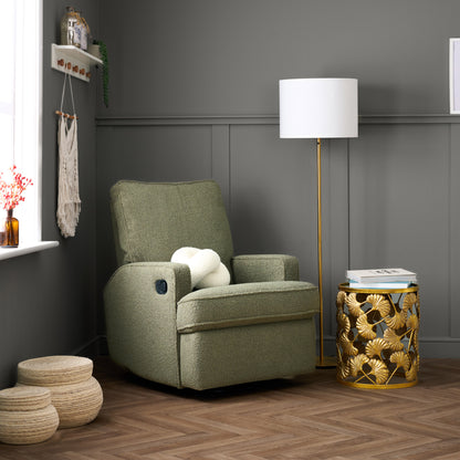 Obaby Madison Swivel Glider Recliner Chair - Teddy Fabric Olive 22OB3635