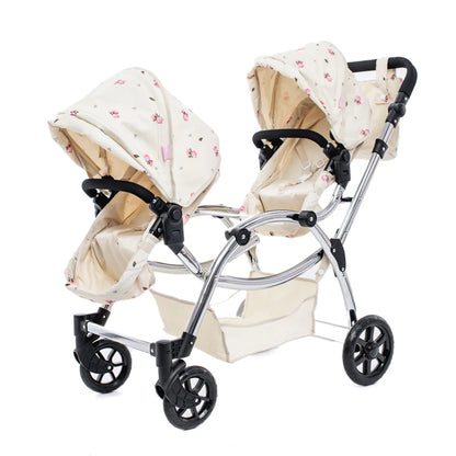Roma Darcie Twin Dolls Pram - Cream RDT-C