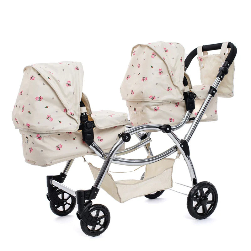 Roma Darcie Twin Dolls Pram - Cream RDT-C
