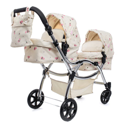 Roma Darcie Twin Dolls Pram - Cream RDT-C