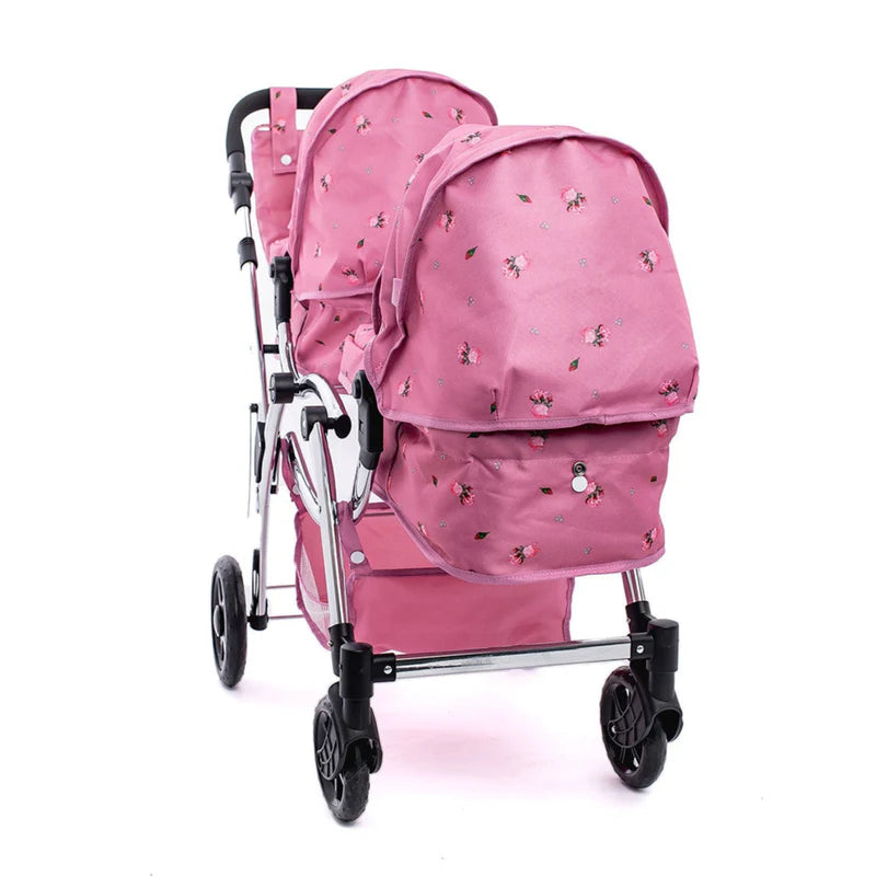 Roma Darcie Twin Dolls Pram - Pink RDT-P