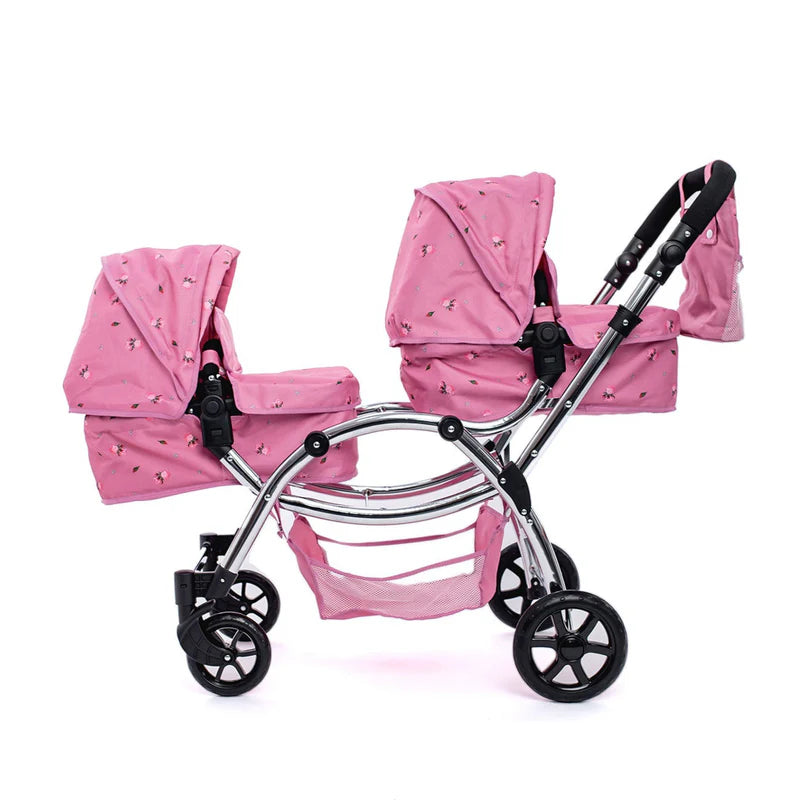 Roma Darcie Twin Dolls Pram - Pink RDT-P