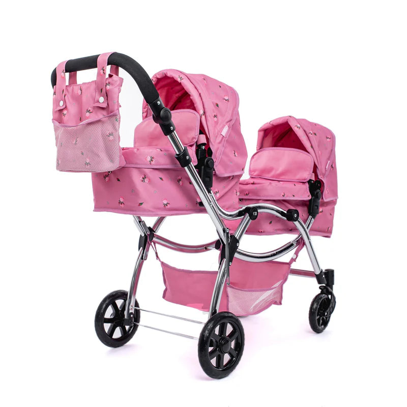 Roma Darcie Twin Dolls Pram - Pink RDT-P