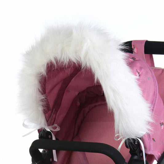 Roma Dolls Pram Hood Fur - White 